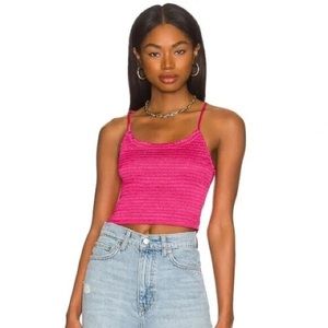 NWT Free People Right on Cami Ruched Racerback Festival Fuschia Top Size Medium